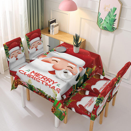 Christmas polyester waterproof tablecloth + chair cover